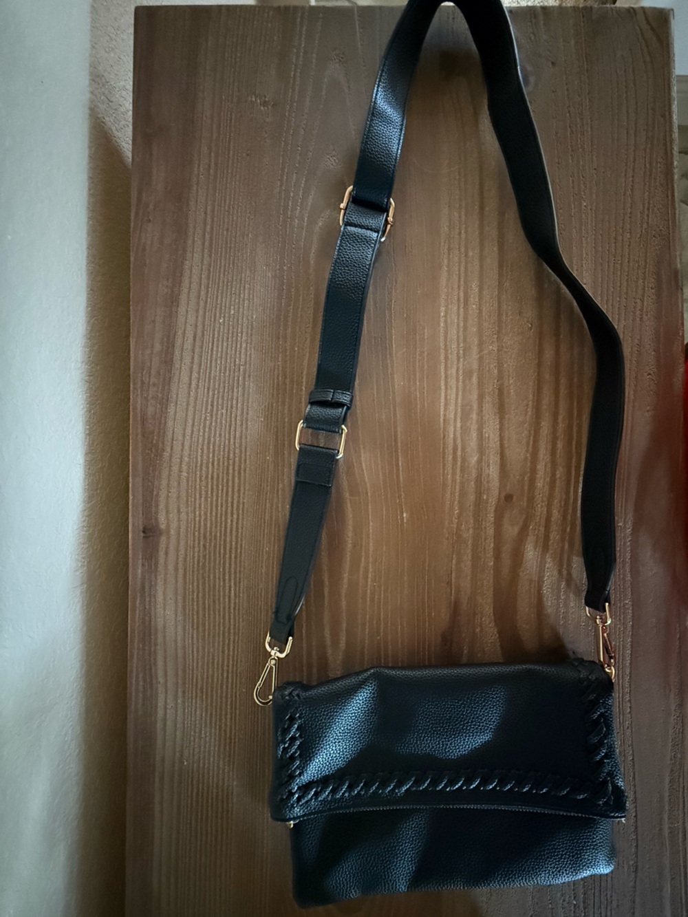Isabelle Black Crossbody Bag Braided Detail Gold Hardware